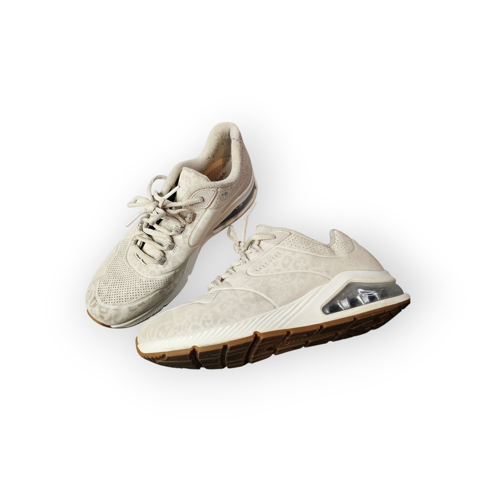 Skechers Los Angeles Off White Leopard Print Sneakers - Picture 4 of 6